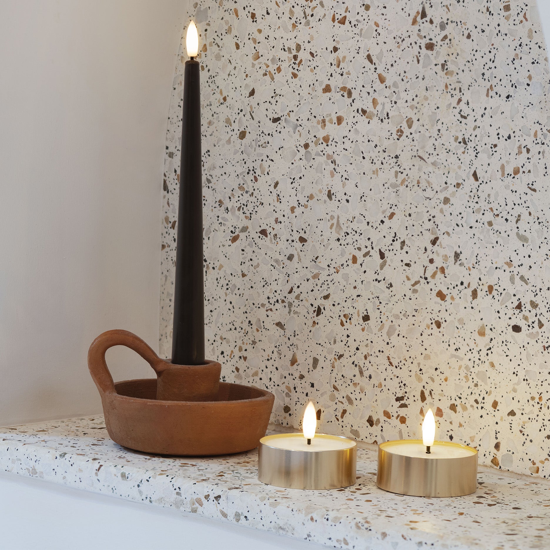 LED Melted tealight 6,3x2,5 cm metal brass finish